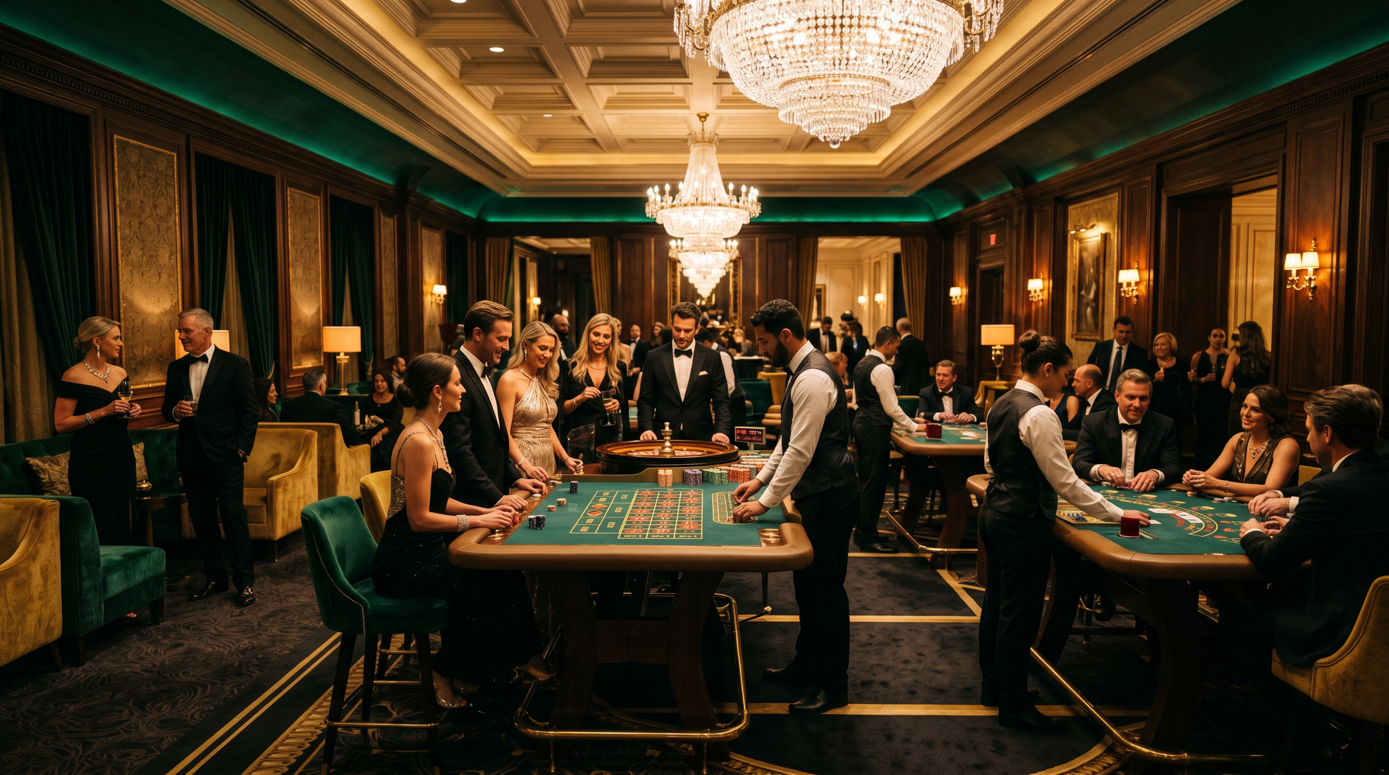 Elegant casino gaming lounge interior