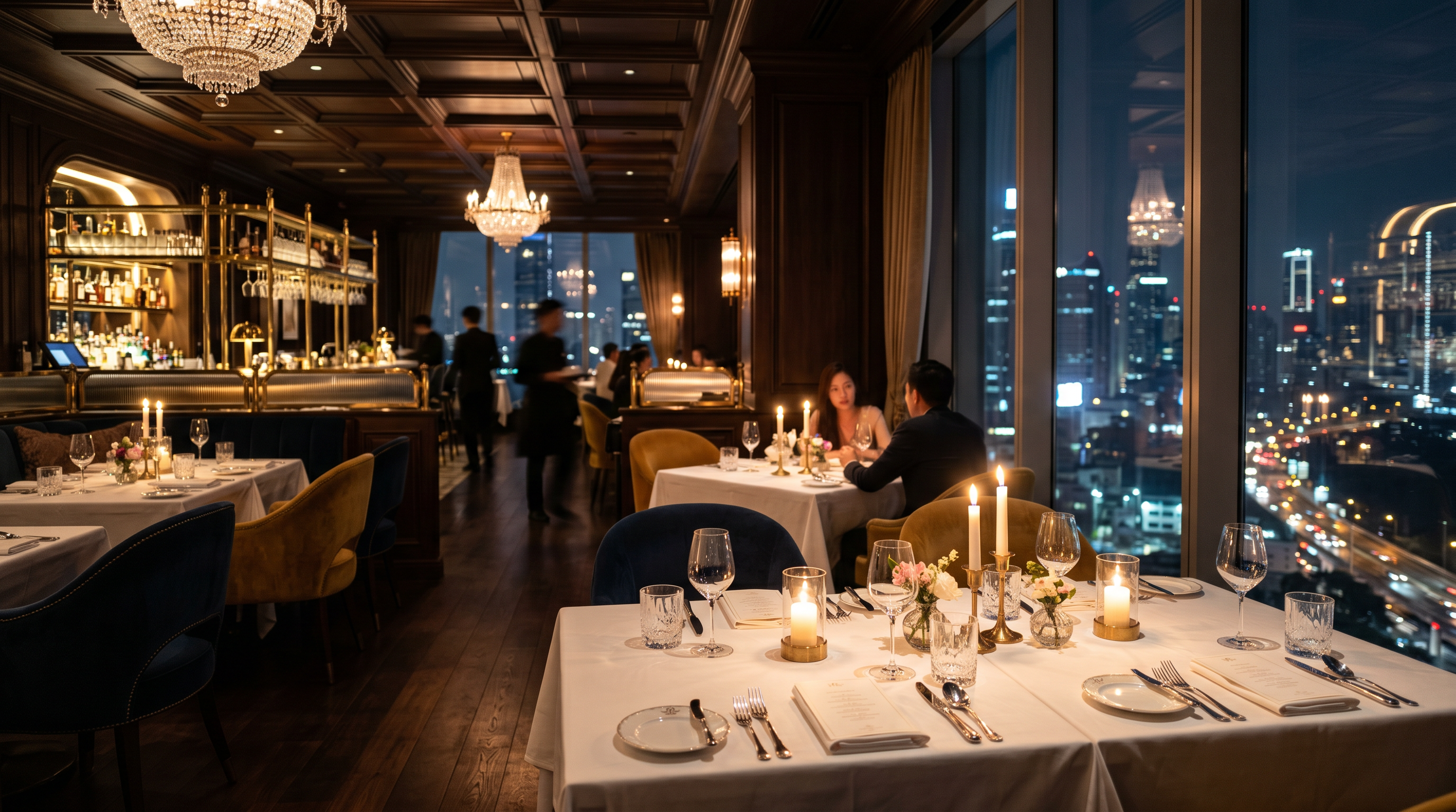 Fine dining restaurant table setting