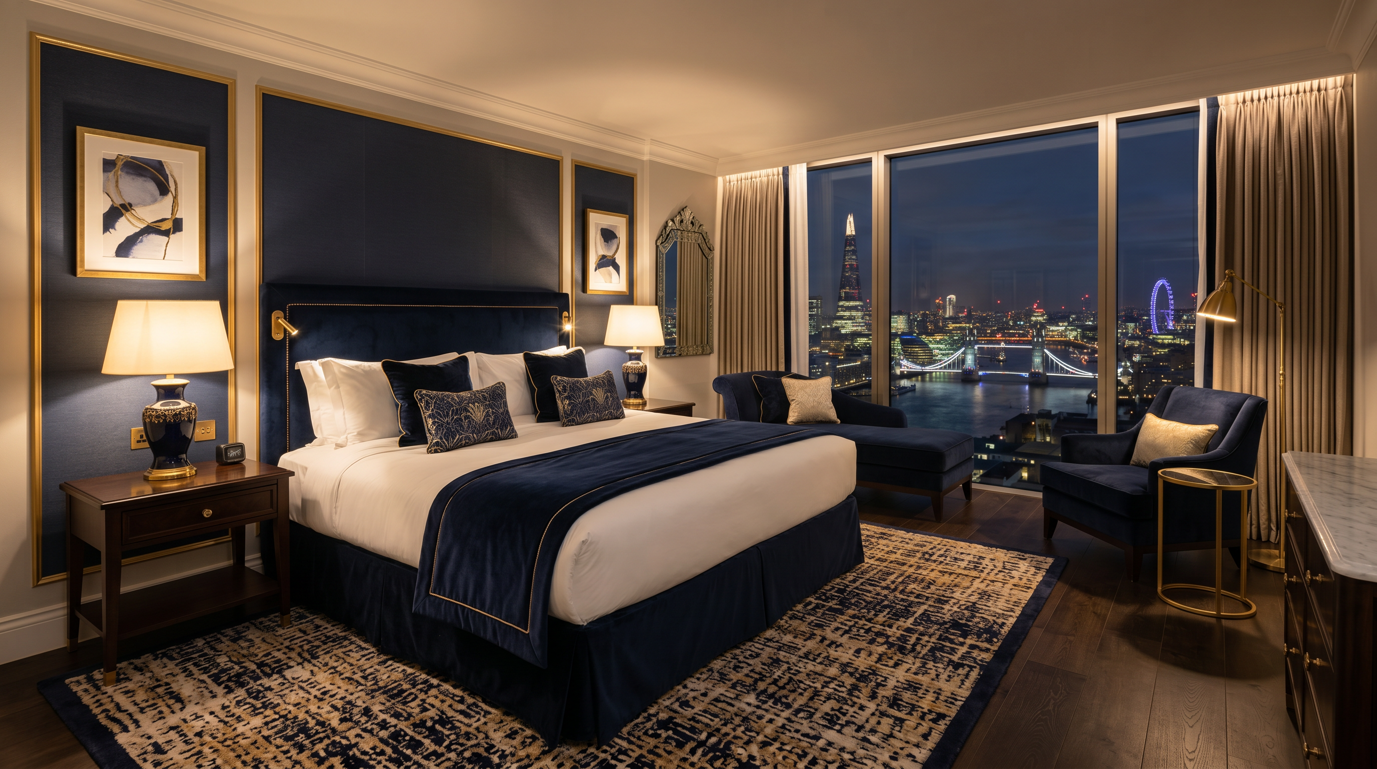 Luxury hotel suite bedroom